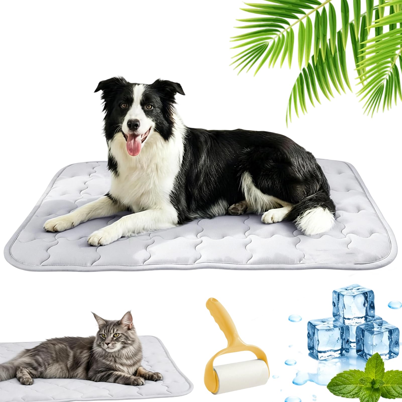 fjaldjfu Dog Cooling Mat, Breathable Pet Cooling Mat for Cats with Waterproof Design, Washable Ice Silk Cooling Pet Bed with Anti Slip Grip for Dog Cats in Hot Summer (1PC-Gray,XXL)