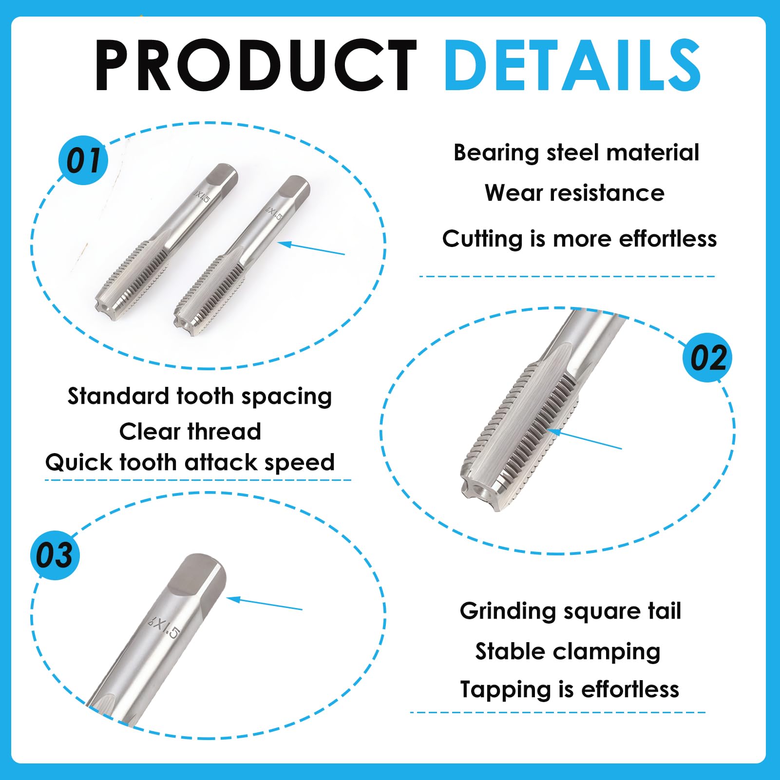 M14 Hand Tap Thread 1.5 Pitch, Metric Screw Tapping Tool Set - Image 3