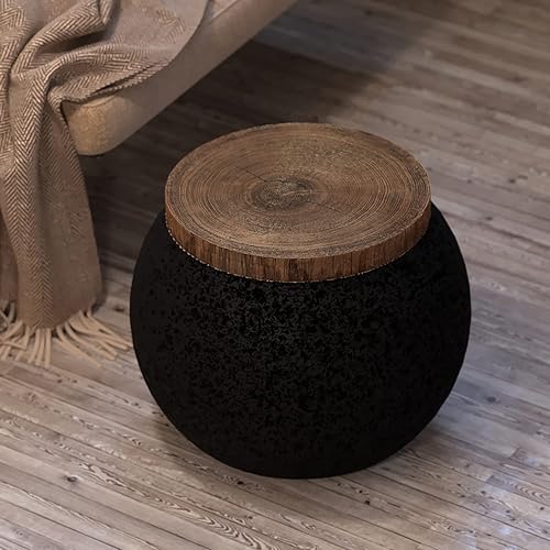 Miniatura 9 de HOMPUS Mesa auxiliar redonda de hormigón para exteriores, mesa auxiliar redonda en forma de tarro, decoración del hogar, soporte para plantas al