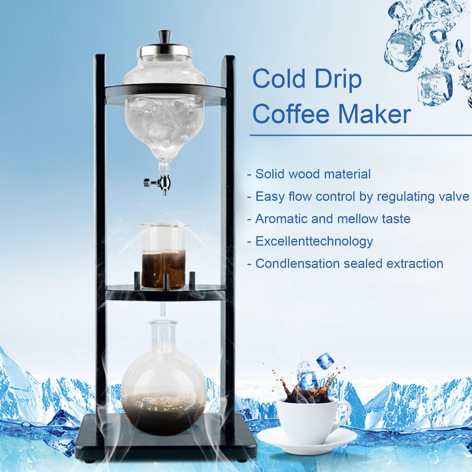Prezent dla miłośnika kawy, Ekspres do kawy Cold Brew, ekspres, wieża parzenia, mrożonej, 10-12 filiżanek, domu, biura, kawiarni