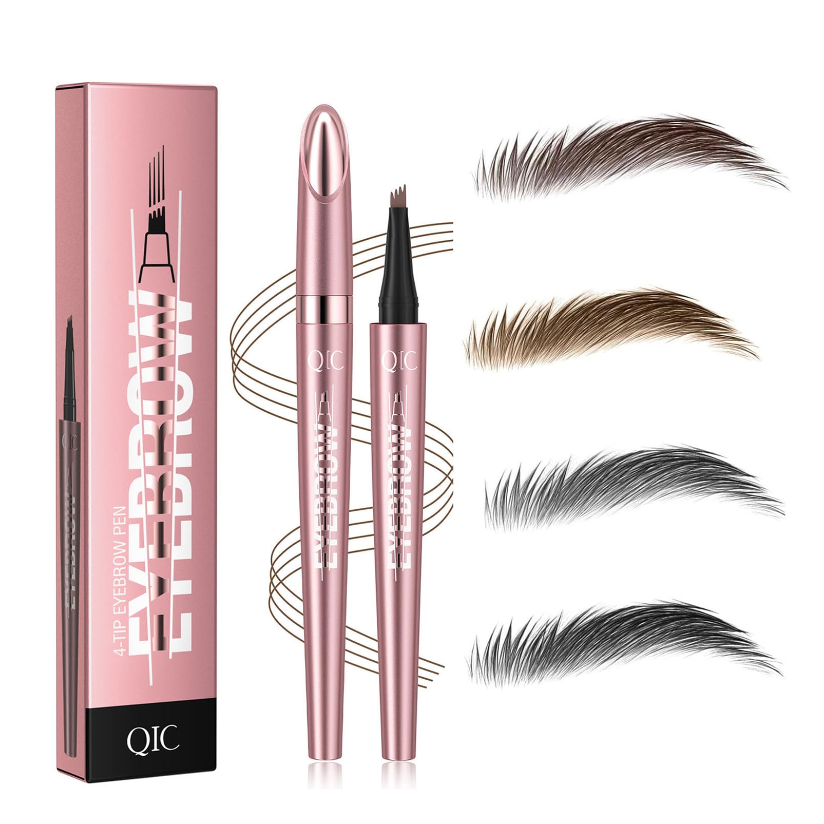 Magic Eyebrow Pencil, Eyebrow Pen Pen 3D Waterproof Eyebrow Pencil Dark Brown, 4-Tip Brow Pencil Eyebrow Tint for Makeup (1, 02-Dark Brown)