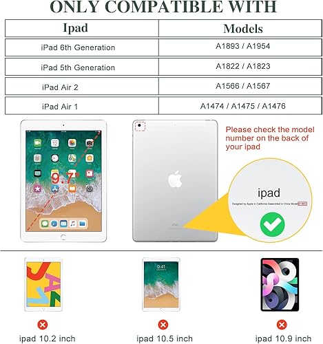 Miniatura 2 de Vmorco - Funda para iPad de 6 y 5 generación, diseño de zorro rojo de 9.7 pulgadas, para iPad de 6 y 5 generación, ángulo ajustable, encendido y