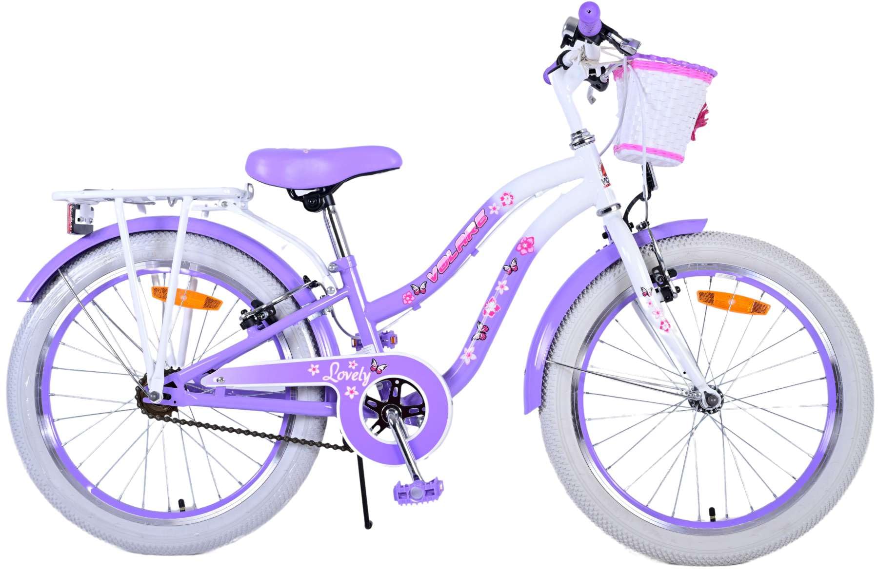 Lovely Fuxia Vélo pour Fille de 6 à 8 Ans 20 Pouces avec Panier et Porte-Bagages