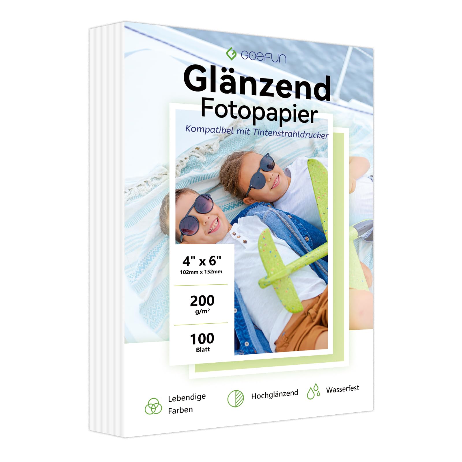 4x6 Photo Paper, 100 Sheets Goefun 54LB Glossy Inkjet Printer Paper