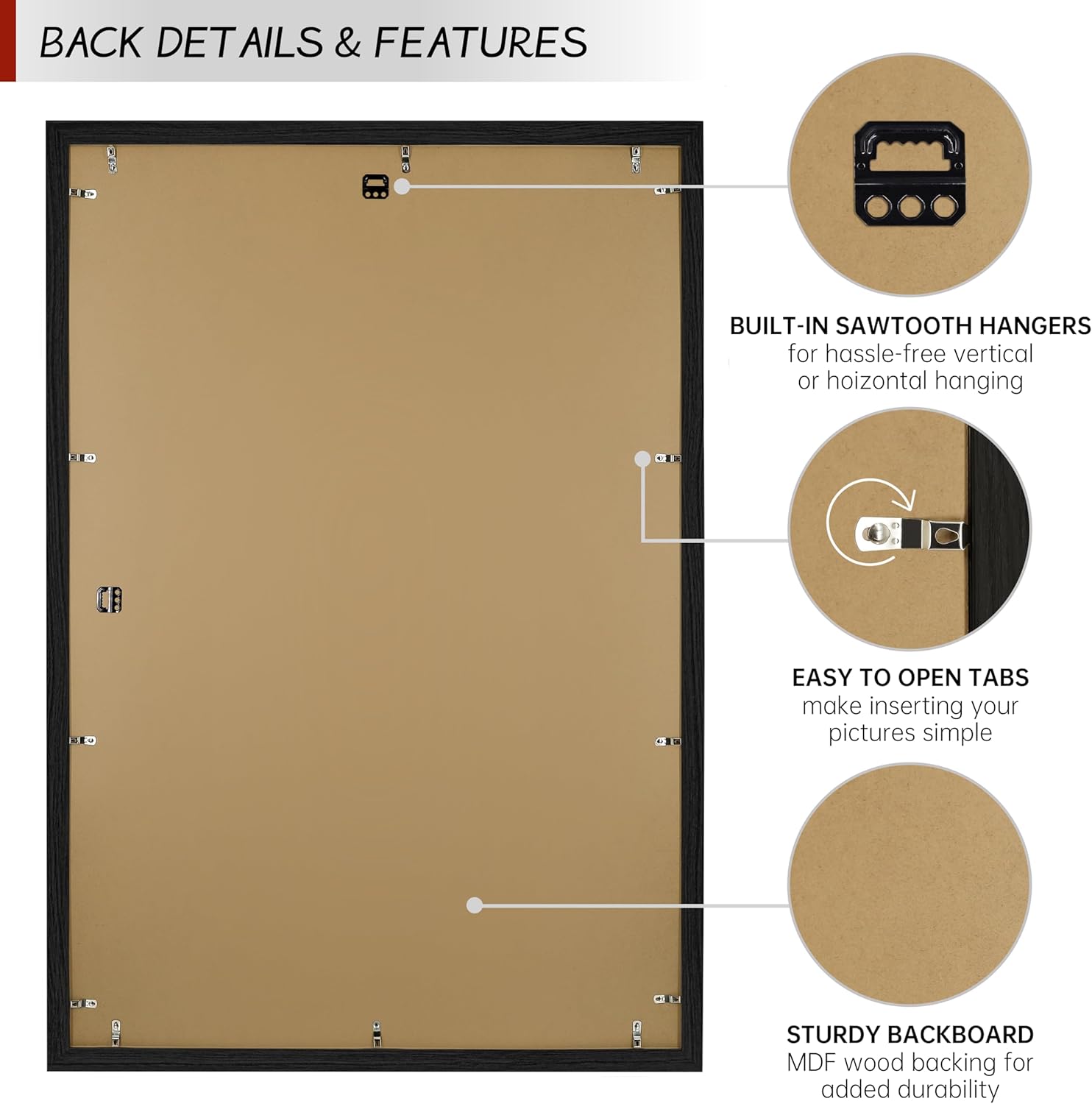 24x36 Picture Frame for Wall, Vertical or Horizontal Wall Hanging Large Poster Frame for Photo and Posters, Poster Frame 24x36 Without Mat