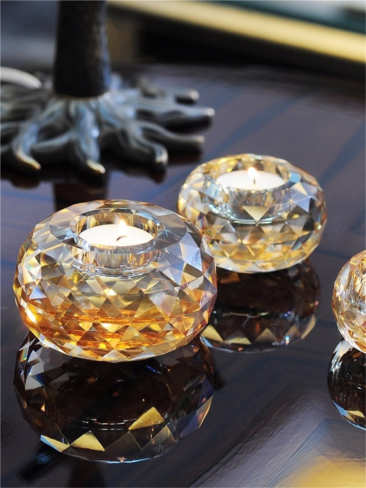 Bougeoir Cristal Bougeoir Chauffe-Plat en Verre Cristal