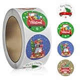 Generic Christmas Stickers, 500Pcs Small Red Christmas Tree Car Stickers Snowflake Stickers for Envelopes Christmas Gift Decorations(1 Inches)