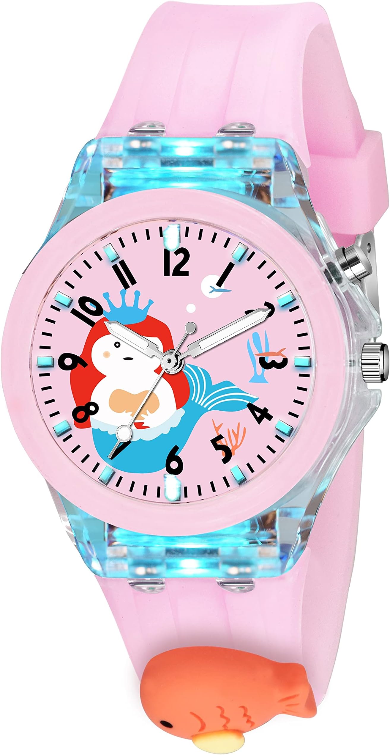 Cute Cartoon Multi Color Lights Rubber Strap Analog Watch for Girls