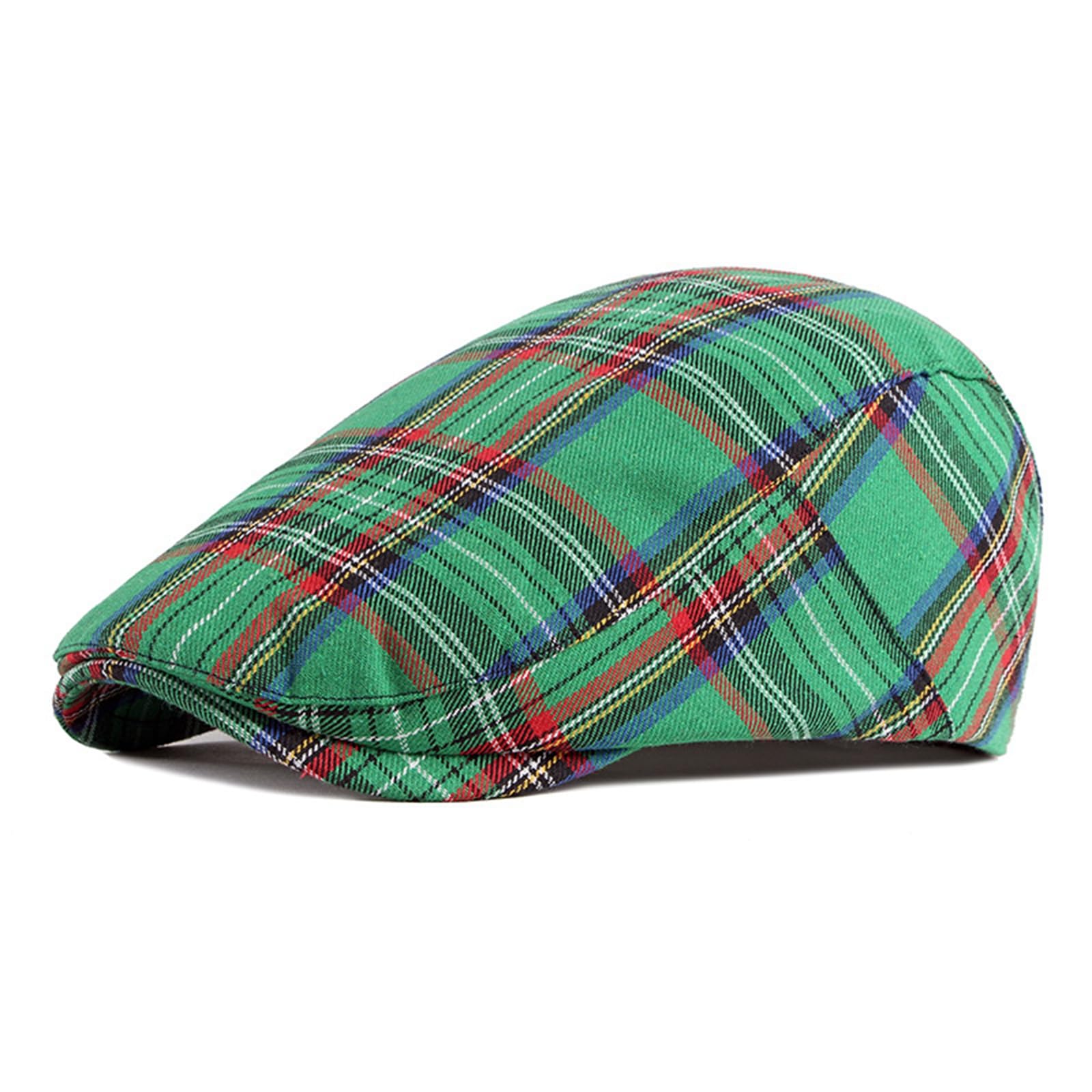 ZHSHOUYI Fashion Fine Stripe Lattice Berets Hat Women Men Spring Summer Plaid Visors Red Green Blue Duckbill Herringbone Flat Cap