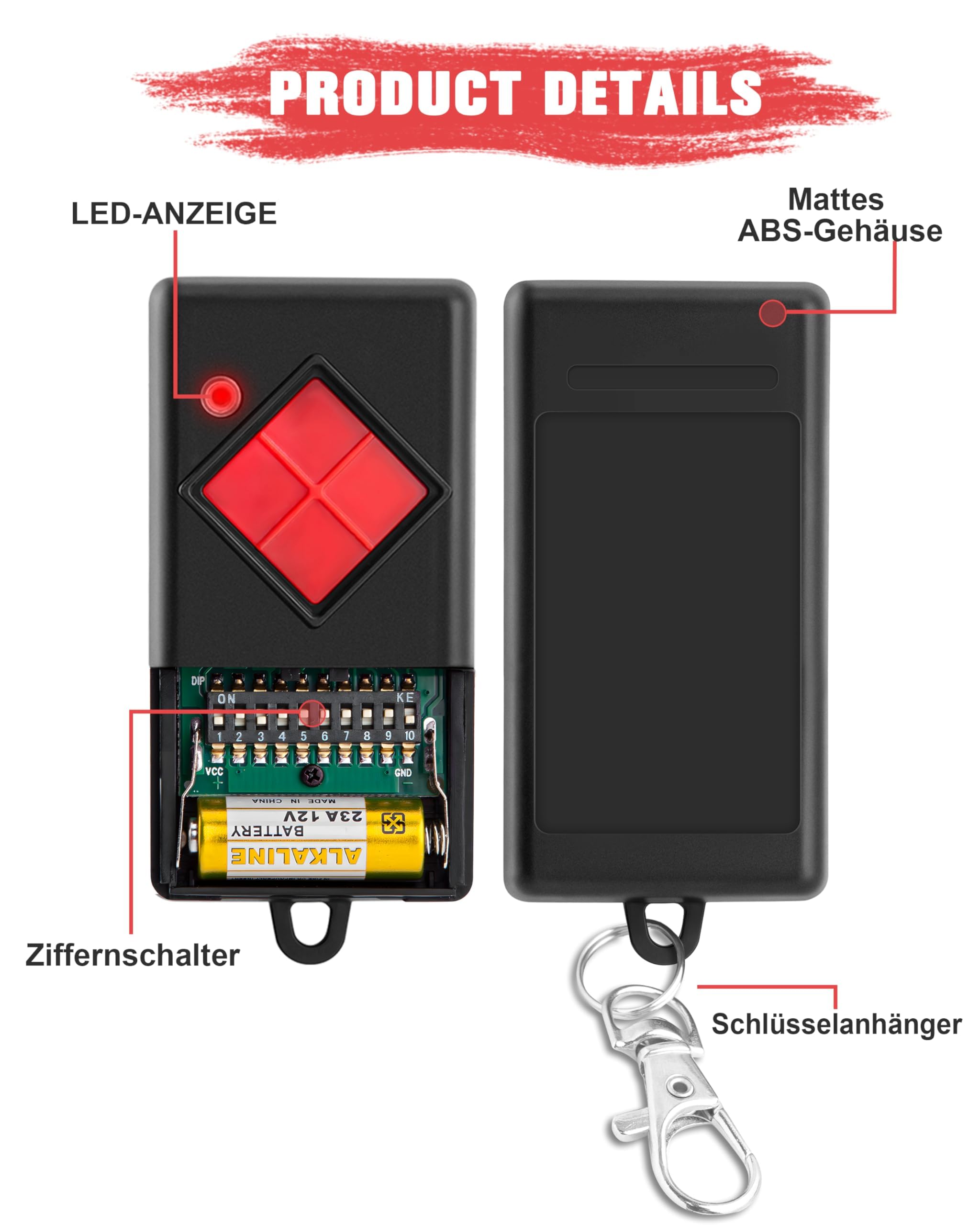 Garagentoröffner Fernbedienung Ersatz für Dickert MAHS40-01 40,685MHz AM Linear Code Handsender Ersatz für Dickert AHS40-01 AHS40-04 MAHS40-04, 2 Stück