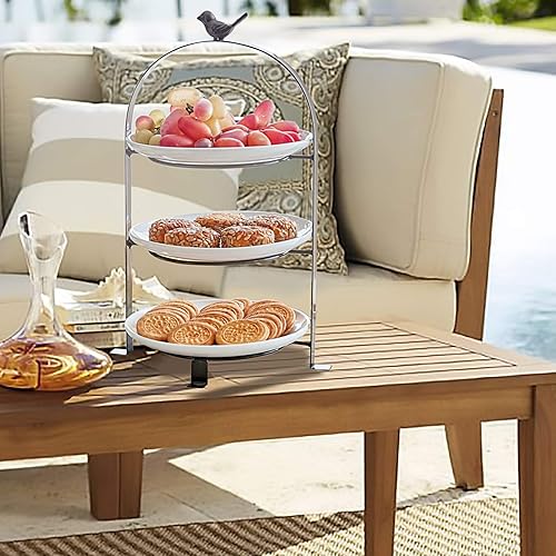 Miniatura 7 de SparkWorks - Soporte para tartas de 3 niveles, bandeja para servir fiesta de té, soporte de postres y cupcakes, soporte de metal escalonado para