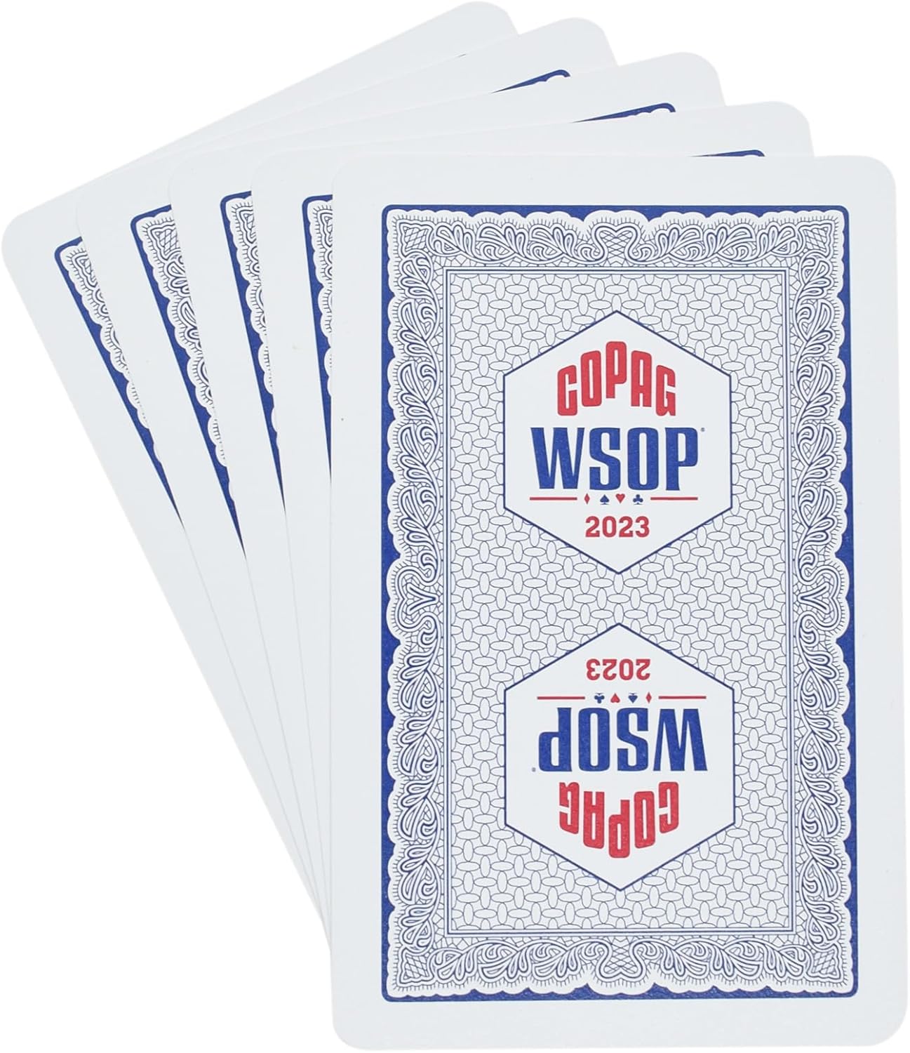Generic WSOP 2023 Tournament Played 100% Plastic Playing Cards - Narrow Size (Bridge) (Jumbo Index, Blue)