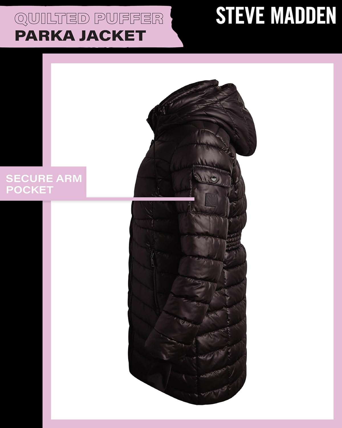 Steve Madden Womens Packable Puffer Jacket - Insulated Puffer Hooded Long Parka Coat - Quilted Warm Winter Jackets for Women - Image 5
