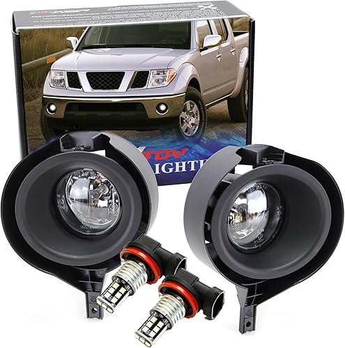 iJDMTOY Luces antiniebla de lente transparente con 15 bombillas LED de xenón superbrillantes blancas de repuesto, cubiertas de bisel e interruptor