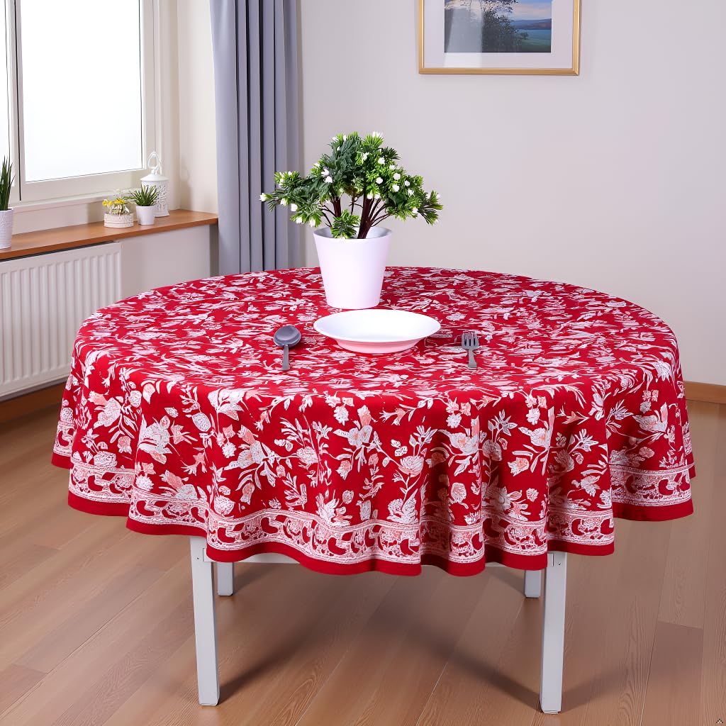 Nappe ronde coton rouge 6 couverts pour sublimer une table de mariage