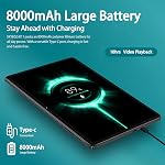 Tablette Android 15 2026 améliorée 10 po tablettes octa-core avec 22 Go + 128 Go + 1 To, double caméra, 8000 mAh, affichage tactile IPS HD 1280x800, support Widevine L1, Wi-Fi 5G, GPS avec couverture de protection - Gris métal