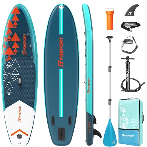 FBSPORT 11' Premium Stand Up Paddle Board, Yoga Board with SUP Accessories & Carry Bag | Wide Stance, Surf Control, Non-Slip Deck, Leash, Paddle and Pump for Youth & Adult