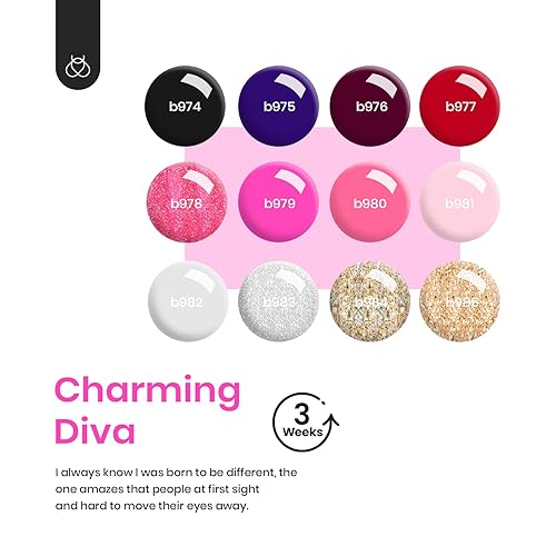 Miniatura 5 de Beetles Gel Polish Lámpara de uñas con luz LED UV, 12 colores, kits de manicura con capa base y capa superior, blanco como la nieve, rosa suave,