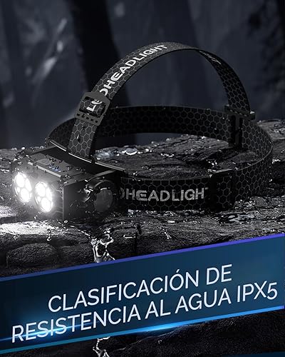 Miniatura 6 de Linterna frontal recargable, 2 unidades, 4500 L, luz súper brillante, LED, recargable con luz blanca, lámpara de cabeza impermeable con diadema para