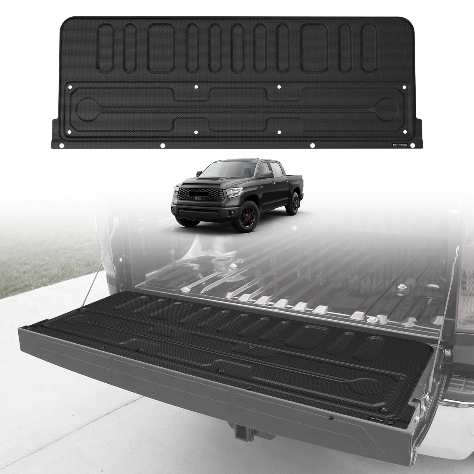 TripleAliners Tailgate Mat Compatible with 2007-2021 Toyota Tundra Accessories, Tailgate Cover Custom Fit All Weather Protection Pickup Liner, Not Fit Drop-in Liners