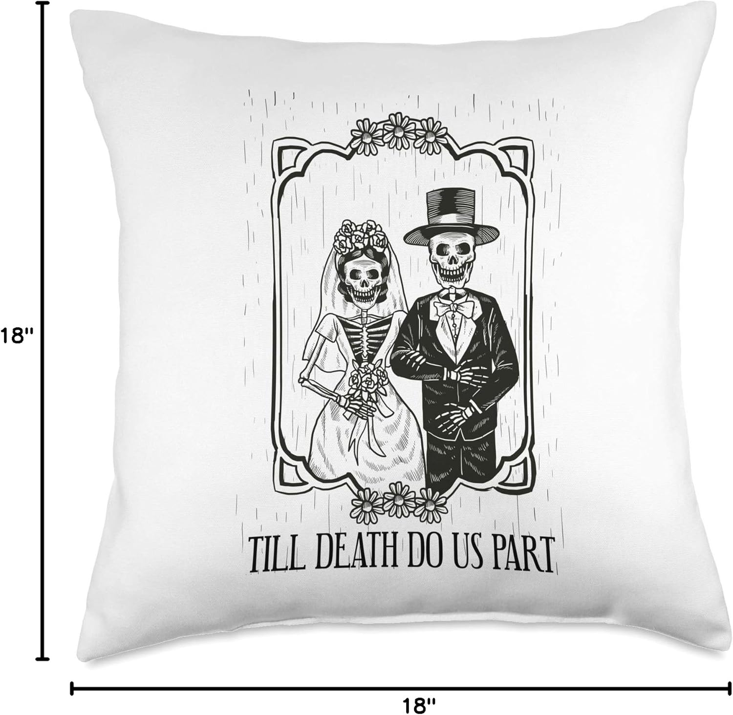 Till Death Do Us Part Skeleton Wedding Couple Valentines Day Throw Pillow