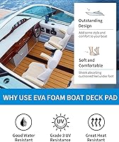 Vista 4 de OCEANBROAD Suelo de espuma EVA para barco con base adhesiva 3M, cubierta marina autoadhesiva de 96''x45.6''/36''/28.8''/16.8'', 48''x16.8'' hoja