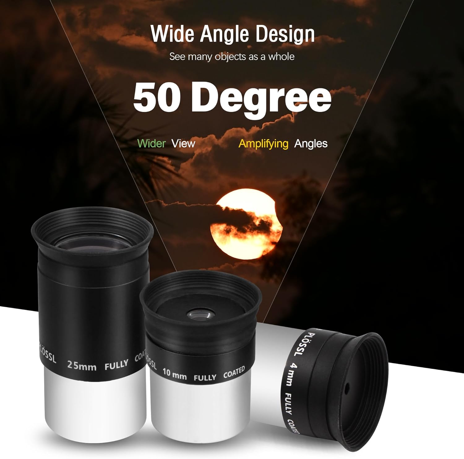 Astromania 1.25" O-III Filter - Bundle with - 1.25" Plossl Eyepieces(4/10/25mm) with 2X Barlow