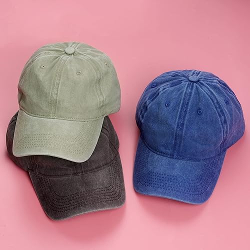 Miniatura 6 de 3 gorras de béisbol clásicas, de perfil bajo, ajustables, lavadas, lisas, gorra de béisbol, sombrero de papá para hombres y mujeres