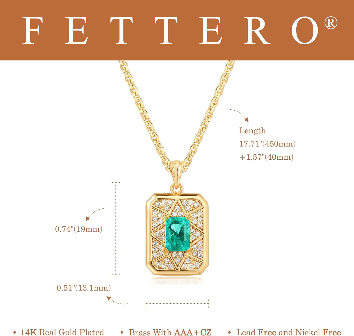 Fettero Gold Necklace for Women,14K Gold Plated Charm Necklaces for Women Gemstone Pendant Necklace Non Tarnish Gold Necklaces Jewelry - Image 6