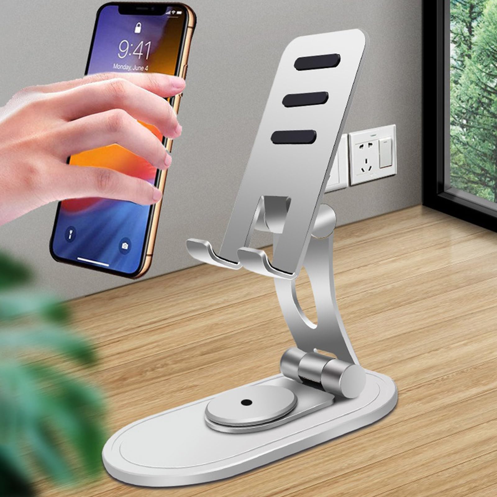 Soporte ajustable para teléfono y tablet para ver videos, aprender a liberar las manos al cocinar, trabajar, jugar y plegar