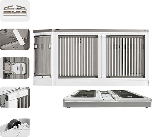 Contenedor de almacenamiento con tapa, cajas de almacenamiento apilables con ventanas y ruedas, contenedores plegables de plástico grandes con