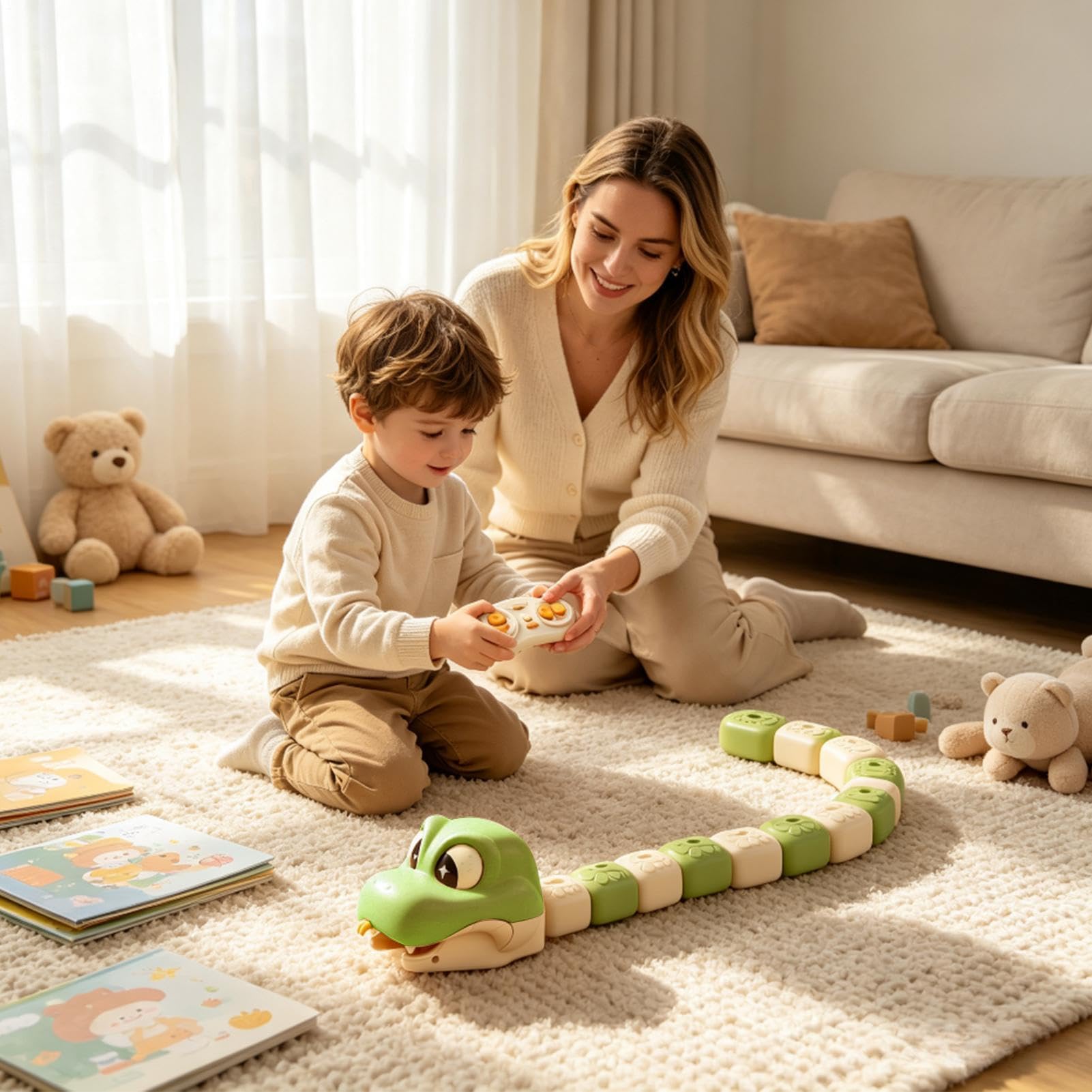 Generico Set Bambini Genitore-Figlio Serpente Magnetico | Vagoncini Telecomandati Con E Suoni Per Piccoli Compleanno Casa E Sala Giochi