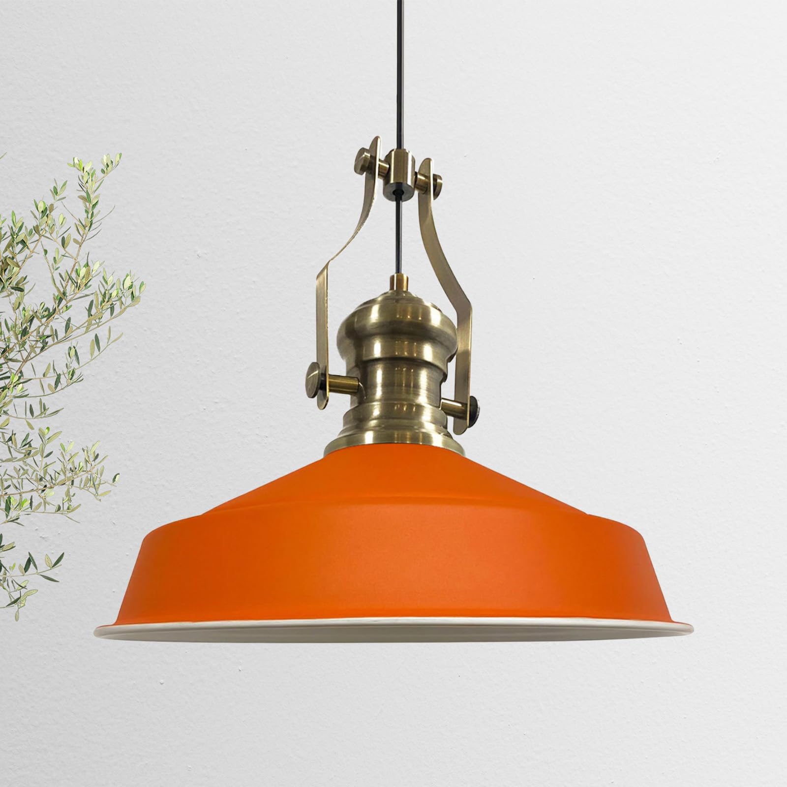 Bamyum Orange 1 Neo Asletl Pendant Light Vintage Metal 41 Cm, Lamp Shades Kitchen E27, Industrial Metal Pendant Light Fitting For Living Room, Orange
