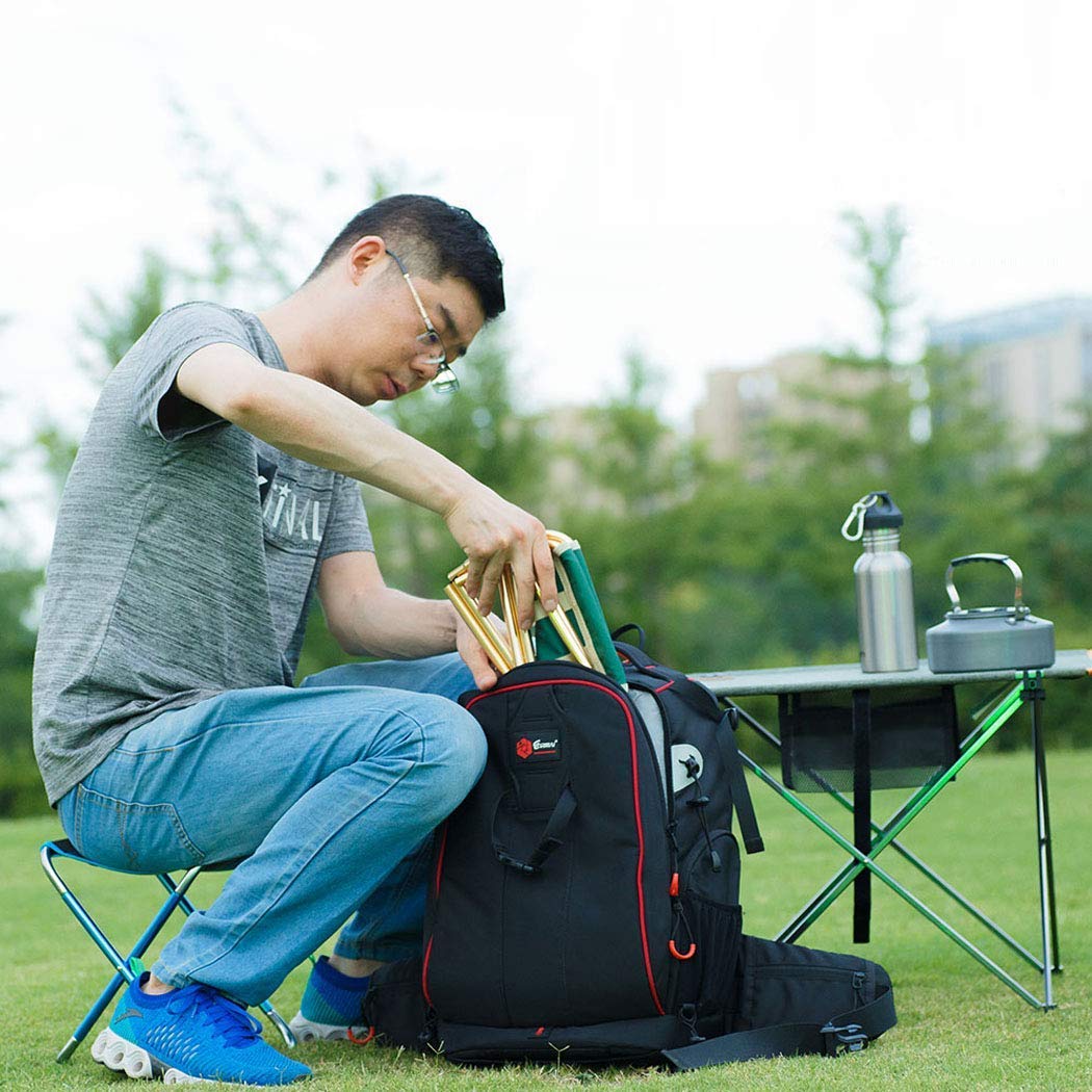 Tabouret pliable avec sac de transport, support en alliage d'aluminium, léger et portable pour camping, pêche, randonnée, voyage, barbecue (bleu, taille L - 30 x 27,9 x 29 cm)