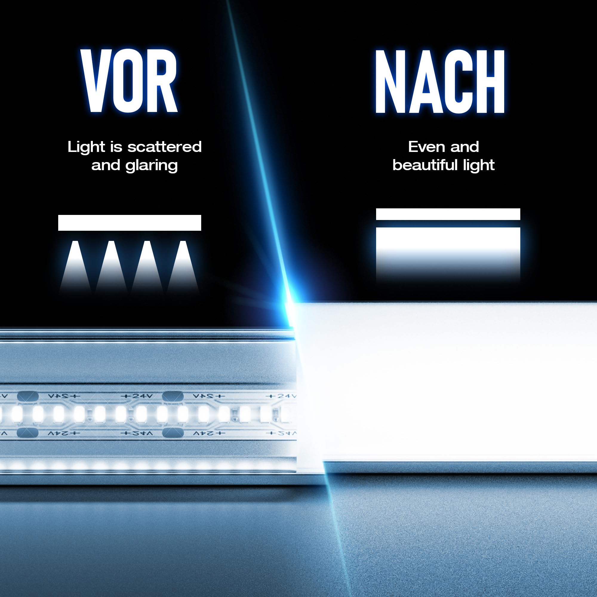 Perfil de aluminio para tiras de LED, 2 m x 20 unidades de 40 m, tamaño 19,7 mm x 10 mm, para tiras LED de menos de 17 mm de ancho, con accesorios de montaje