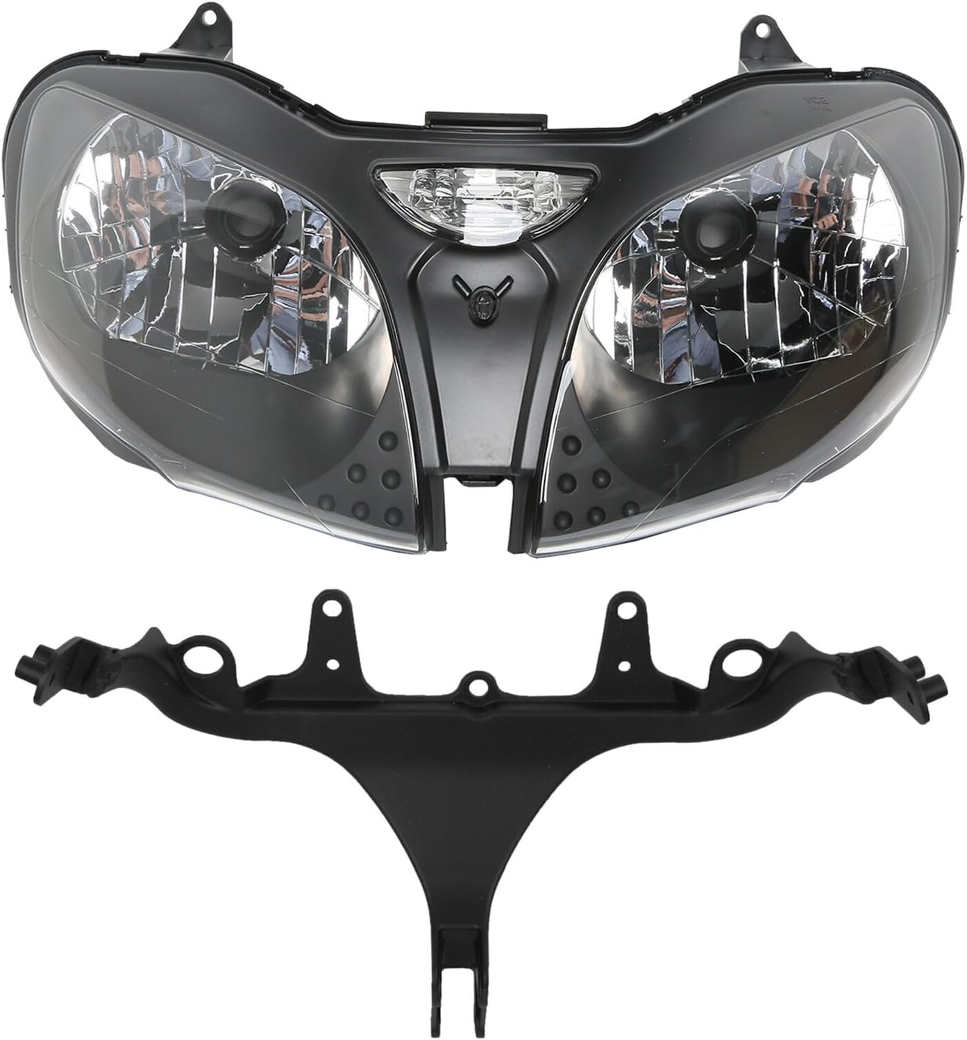 Green-L Motorcycle Headlight Headlamp Assembly and Upper Stay Bracket Support Fit for Kawasaki ZZR600 2005-2008