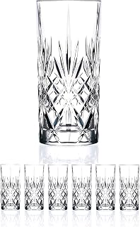 Set of 6 CRYSTAL HIGHBALL Durable Drinking glasses Limited Edition Glassware Drinkware Cups/coolers (11oz)