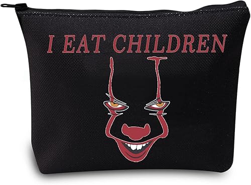 LEVLO Bolsa de maquillaje cosmética de payaso para fanáticos del regalo I Eat Children Makeup Zipper Pouch Bag Bolsa de película de terror, Los