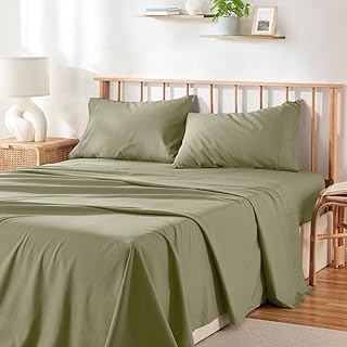 Hearth & Harbor 4 Piece Queen Sheet Set - 60% Microfiber, 40% Rayon Derived from Bamboo Sheets Queen Size Bed Set - Breathable Queen Sheets Fits Up to 16'' Deep Pocket - Sage