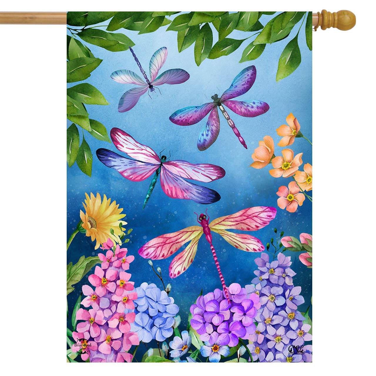 Dragonflies Summer House Flag 40" x 28" Briarwood Lane