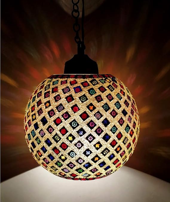 Buy Rishabh Glass Unique Shesha with Print Mosaic Hanging Pendant