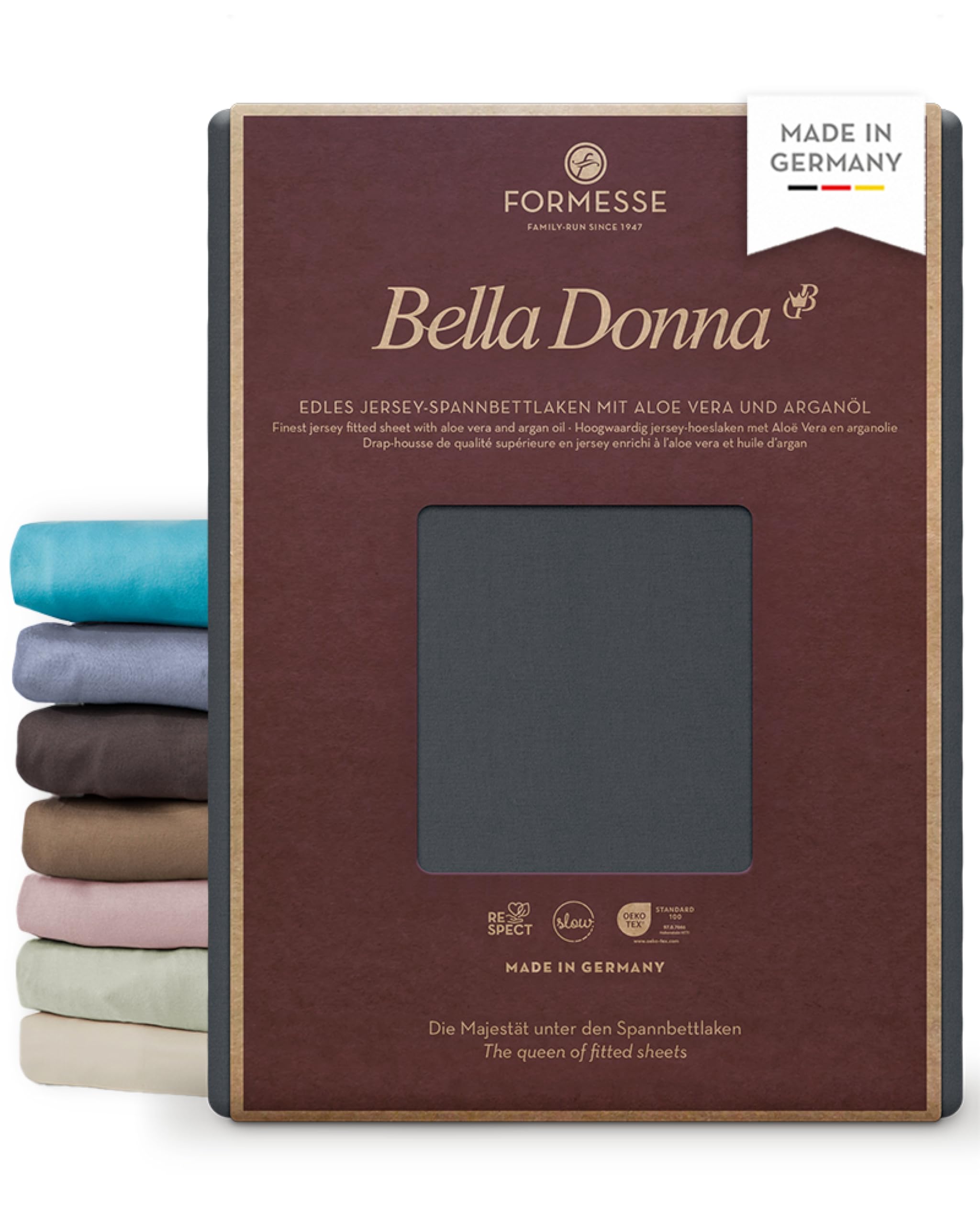 Formesse Bella-Donna Jersey prześcieradło z gumką niebiesko-szare, 180 x 200-200 x 220 cm