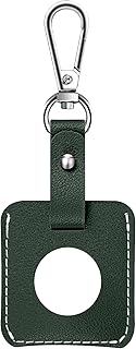 for 2021 New AirTag Case,Leather Anti-Lost Full Body Protective Cover Ultra-Light Portable Easy Install Scratch Proof Protector for Car Key Pet Cover Compatible with AirTags 2021 - Dark Gren