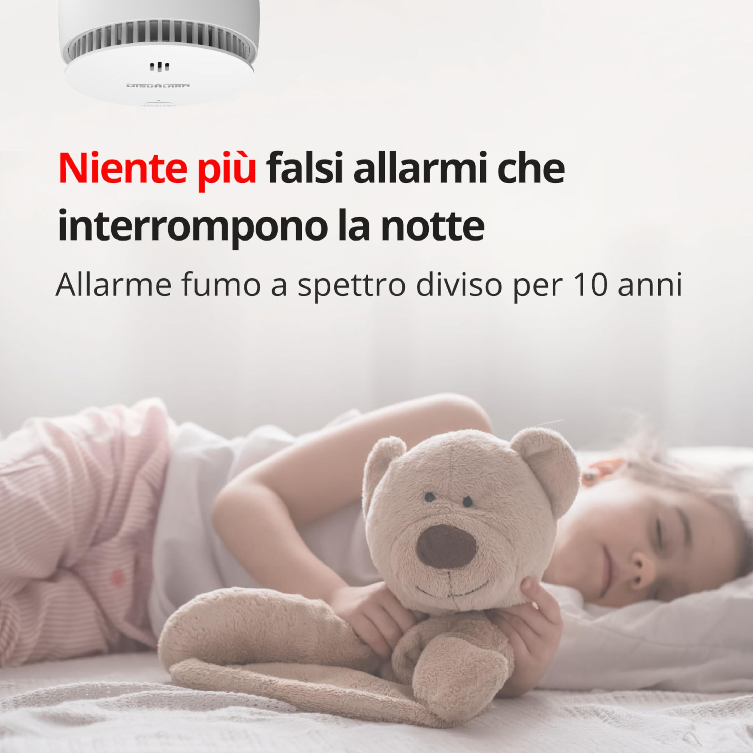Rilevatori di fumo per casa, batteria 10 anni, allarme antincendio con pulsante test/silenzioso, rilevatore di fumo certificato TUV conforme alla norma EN14604 (2 pezzi)