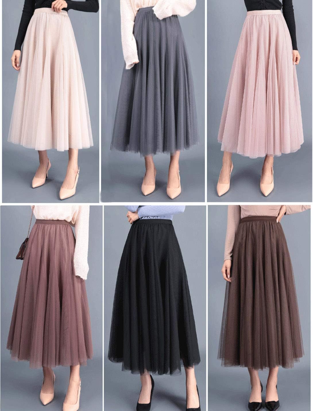 Tulle Skirts for Women Pleated Layered Tutu Skirt Ladies Elegant Flowy Long Skirts Bridesmaid Wedding Midi Skirt - Image 4