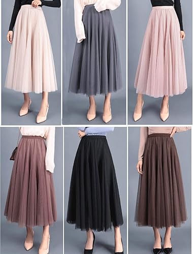Miniatura 4 de Faldas de tul para mujer, falda tutú plisada en capas, elegantes faldas largas fluidas para dama de honor, boda, falda midi