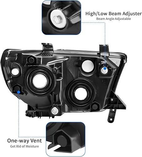 Miniatura 5 de DWVO Conjunto de faros delanteros compatible con Secuoya 2007-2013 Tundra 2008-2017 (reflector ámbar lente ahumado)