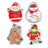 Vista 10 de Epielle Paquete de 12 máscaras faciales de personajes navideños, cuidado de la piel coreano divertido y eficaz, recuerdos de fiesta de spa, rellenos