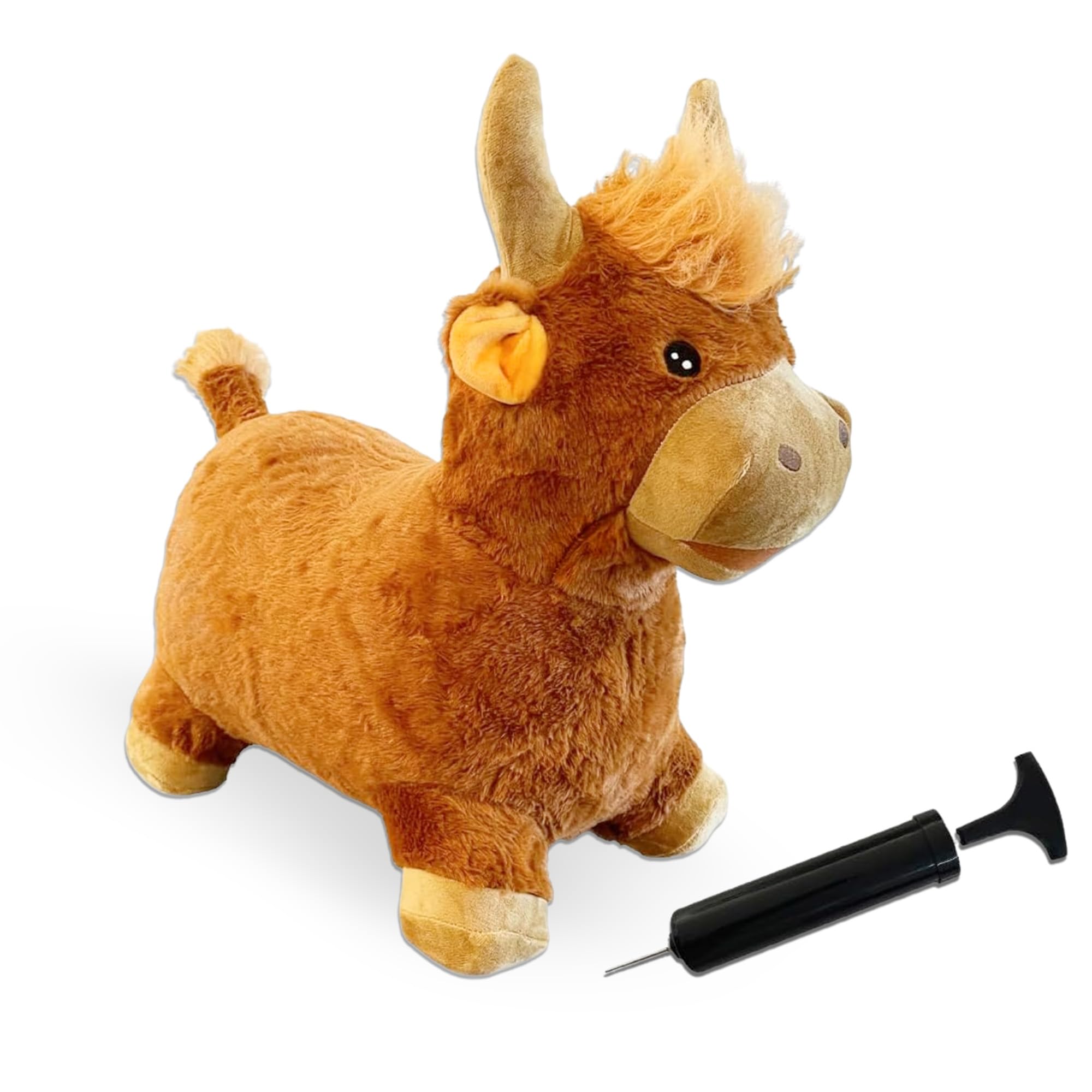 Bouncy Pals Hopper Toys – Plush Ride-On Inflatable Animals with Pump, Soft & Stable Bouncy Friends for Kids Age 2–5 – Dragon, Unicorn, Cow & Lion – Indoor & Outdoor Active Play Gifts - Cow