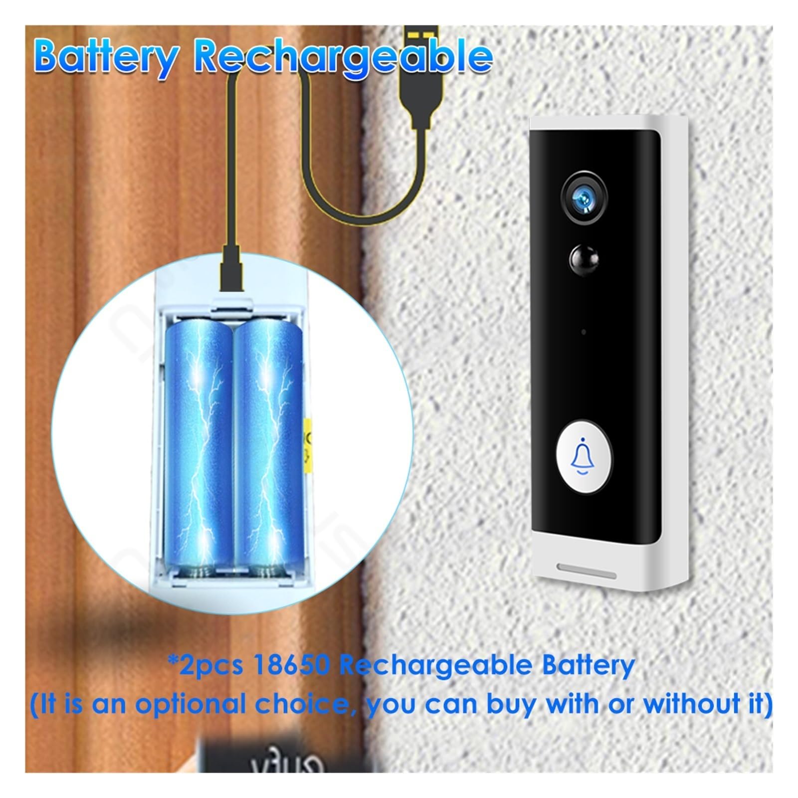 Timbre WiFi para casa igente, videoportero inalámbrico, intercomunicador de Seguridad para Exteriores, cámara de Seguridad 1080P HD, videovigilancia para el hogar PIR